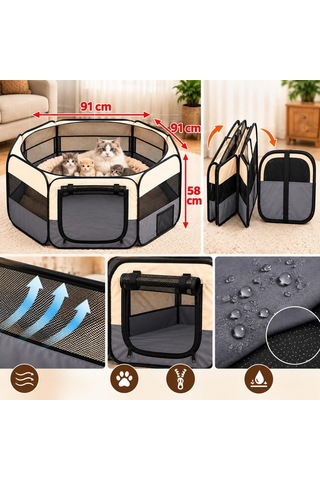 Orta Boy Katlanabilir Kedi Köpek Doğum Çadırı Oyun Alanı 91 X 91 X 58 Cm