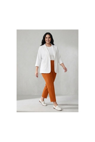 Hanezza Kadın Büyük Beden Yarasa Kol Çift Düğmeli Blazer Ceket - Şık Ve Rahat Tasarım Beyaz - 564080614 Beyaz