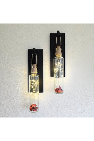 Led Işıklı, Mat Siyah Renkli Duvar Aplik, 2’Li Set