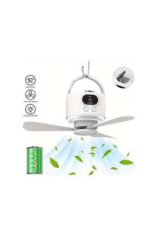 Willowhaven 10400mah Taşınabilir Kamp Fanı Usb Şarjlı Beyaz Led Gece Lambası Çadır İçin Bakır - Siyah