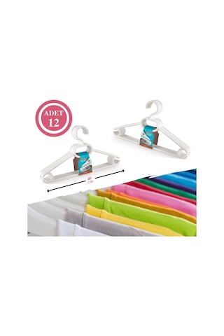 Flora F316 Büyük Boy Klasik Askı 12'li, 40 cm Beyaz