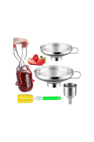 Konserve Hunisi Ve Kavanoz Kaldırma Seti, Temizleme Fırçası Geniş Ağız Klipsli Konserve Hunisi Kavanoz Kaldırıcı, Geniş Ve Normal Kavanoz İçin