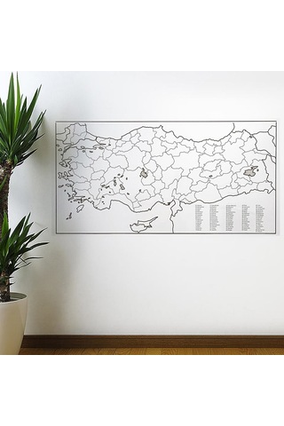 Yazılabilir Türkiye Haritası Manyetik Duvar Stickerı 110 X 56 Cm 5570 Çok Renkli