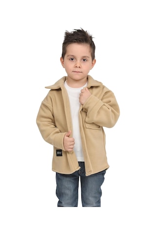 Erdem Kıds Erkek-kız Çocuk Unisex Pamuklu Günlük-casual Kışlık Polar Ceket Gömlek Bej Bej