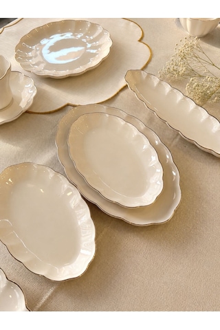 29 Parça Flower Gold Kahvaltı Takımı-5969 Beyaz
