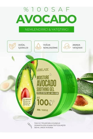 Lebelage Yüz Ve Vücut Için Besleyici,nemlendirici,yatıştırıcı %100 Doğal Avocado Özü Soothing Gel Krem 300ml