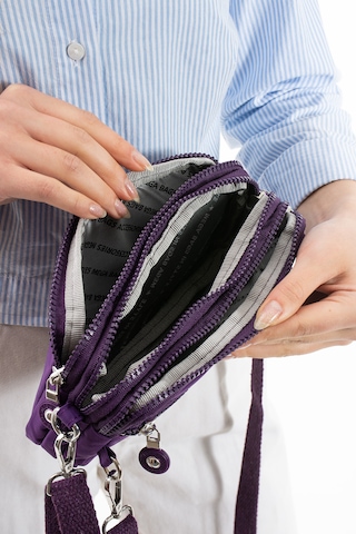 Nemo Bags Mor Unisex Cüzdan, 4 Gözlü, Telefonluk, Crinkle Kumaş, Çapraz Askılı Omuz Çantası, 20x12cm Mor
