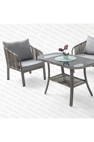 Capri Swing Artemis İkili Rattan Balkon Bahçe Takımı Gri