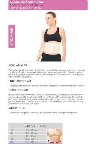 Abdominal Korsesi 16 Cm Günlük Kullanım Medikal Karın Korsesi Orx -k505