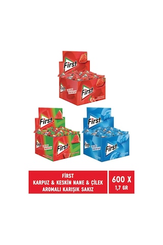 First Keskin Nane & Çilek & Karpuz Aromalı Tekli Sakız 600 x 1.7 G