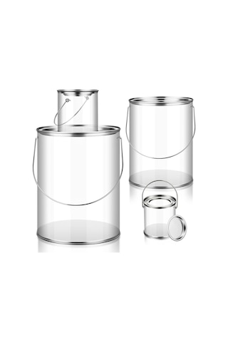 Xurunkeji Metal Kapaklı Ve Saplı Şeffaf Boya Kovası Dekoratif Şeffaf Plastik Kova Saklama Şeffaf Boya Kutusu 8'li Paket