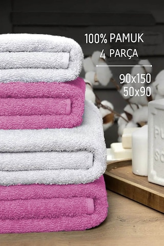 4 Lü Banyo Havlusu Takımı Soft Büyük Havlulu Pamuklu Havlu Seti 90x150 Cm Beyaz 001