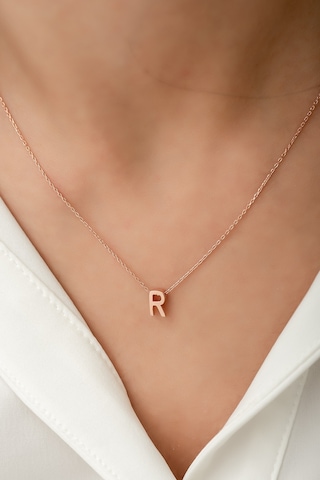 Altın 3 Boyutlu R Harfi Ve Zinciri