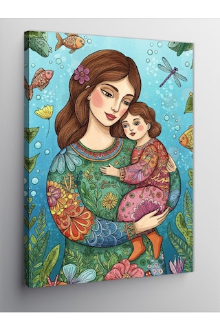 Kanvas Tablo Anne Ve Kız Figürü 70cmx100cm