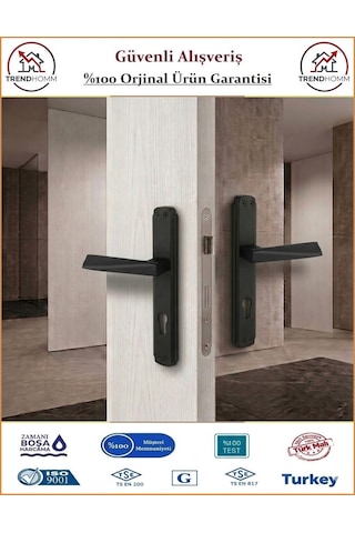 Trendhomm Prizma Aynalı - Mat Siyah - Yale Dış Çelik Kapı Kolu