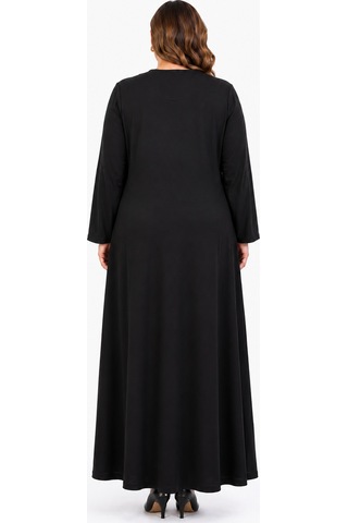 Bihan Store Kadın Önü Düğmeli Torba Cepli Tam Boy Uzun Kollu Sıfır Yaka Dış Giyim W27-8006 - Siyah