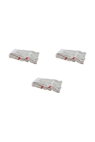 Cod-Ex Geniş Islak Mop Paspas Başlığı Püskül Pamuklu Beyaz 3’lü 500 G 25 CM