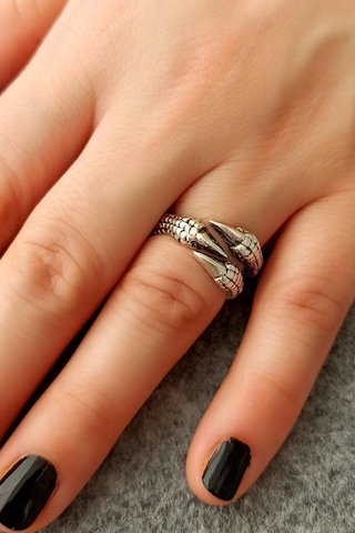 3 Tırnaklı Pençe Şekilli Kadın & Erkek Yüzük Gümüş Kaplama Ayarlanabilir El Yapımı Unisex Yüzük