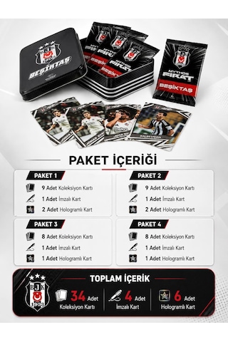 Mythos First Beşiktaş 2025-2026 Sezonu Koleksiyon Kartları Metal Kutu 34 Kart Resmi Lisanslı
