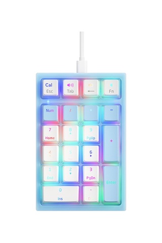 İblancod K10 21 Tuş Kablolu Mekanik Sayısal Klavye Rgb Arka Aydınlatma Efekti Mekanik Sarı Anahtarlar Puding Tuş Başlıkları Mavi