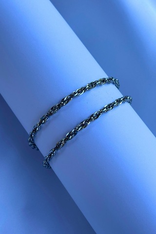 El İşçiliği Paslanmaz Çelik Zincir Erkek Kolye Gümüş