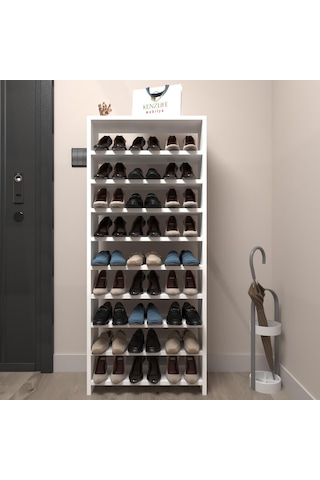 Kenzlife Ayakkabılık Mısri Mat Beyaz Suntalam 140 060 20 Yirmiyedi Çift Ayakkabı Kapasitesi Arkalıksız Beyaz