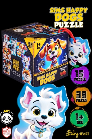 Sims Puzzle Bebekler İçin İlk Puzzle Yapboz Baby Sevimli Köpekler - 1 Yaş Üstü Montessori Eğitici Oyuncak Köpekler