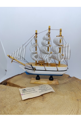 Yelkenli Ahşap Gemi-dekoratif-17 Cm