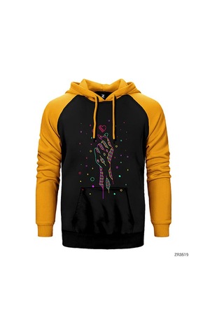 Aşk Yıldızları Gri Renk Reglan Kol Sweatshirt / Hoodie