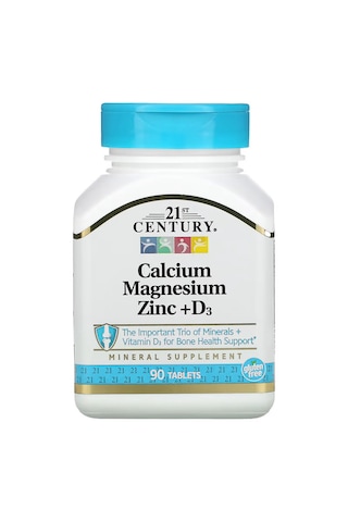 21st Century Calcium Kalsiyum Magnesium Magnezyum Zinc + D3 Vitamin 90 Tablet Aromasız