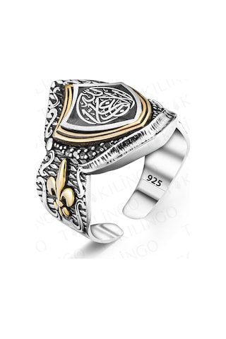 Takılingo 925 Ayar Gümüş La Galibe İllallah Yazılı Ayarlanabilir Erkek Yüzük Gümüş