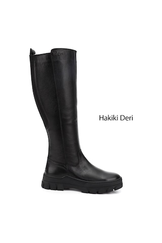 Gönderi(R) Gönderir Kadın Siyah Floter Fermuarlı Kauçuk Taban Hakiki Deri Çizme Gkzc13447521 Siyah