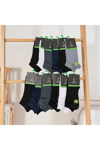 Erkek Kısa Dikişsiz Bambu Çorap 6'lı Ve 12'li Çok Renkli