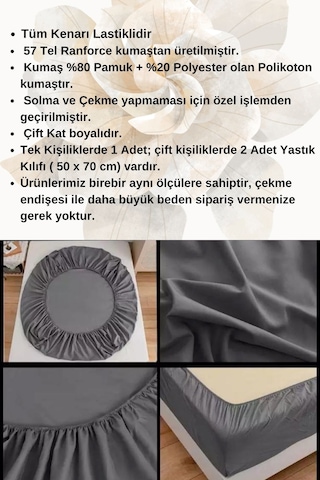 Ranforce Kumaştan Lacivert Renkli Tek Kişilik Çarşaf Takımı