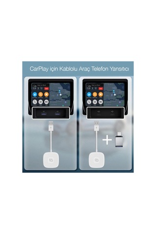 Apple Uyumlu iPhone Usb+lightning Carplay Mirror Adaptör Çevirici -youtube Netflix Tiktok Video - Karbul4409-6 Beyaz