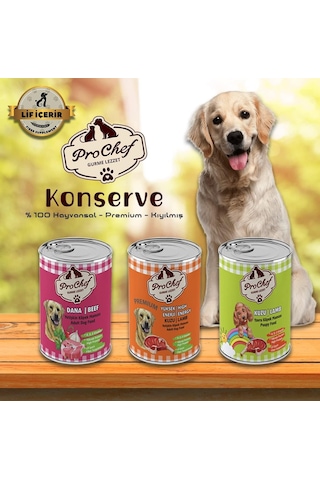 20 Adet Yetişkin Dana Etli Kıyılmış Köpek Maması 415 Gr 20'li Pro Chef Konserve Yaş Mama