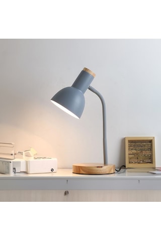Petrix 34614 Ahşap Tabanlı Nordic Usb Masa Lambası Gri