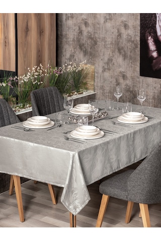 Cotton Box Jakarlı Dertsiz Masa Örtüsü Lavinia Gri 155x220