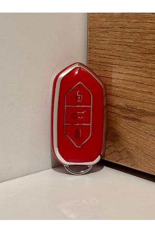 Togg T10x-t10f Uyumlu Anahtar Kılıfı Amblemli Kırmızı-gümüş
