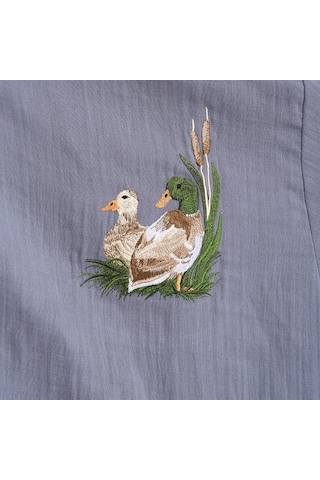 Pamuklu Kısa Kapüşonlu Müslin Kadın Bornoz Antrasit