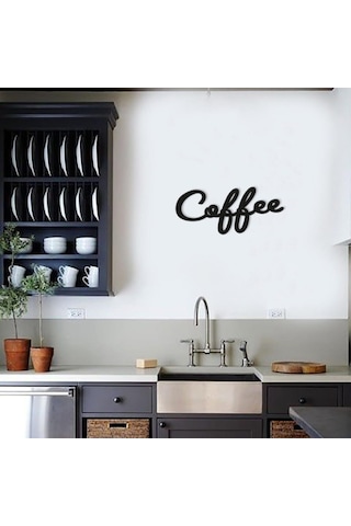 Dekoratif Coffee Kahve Yazısı Ahşap Duvar Dekoru Tablo