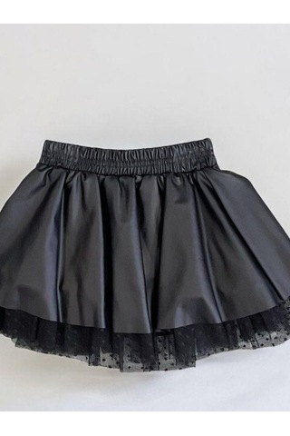 Kız Çocuk Beli Lastikli Tüllü Etek-14481 Siyah