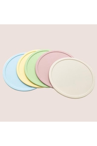 Sarı Bardak Altlığı Isıya Dayanıklı Kaymaz Yükseltilmiş Kenar Yuvarlak Dökülmeye Dayanıklı Tezgah İçecek Kahve Çay Sarı