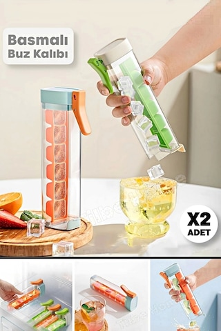 2 Adet Basmalı 6 Bölmeli Kare Buz Kalıbı Taşınabilir Buz Küpü Kalıbı Kare Buzluk Kokteyl Buz Kalıbı Çok Renkli