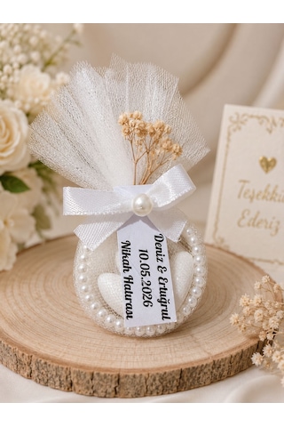 İnci Halkalı Nikah Şekeri 10 Adet