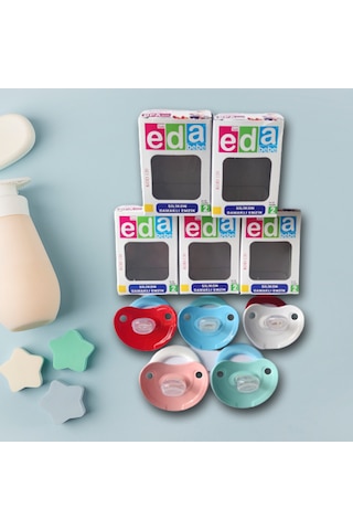 Eda Bebe Lüx Silikon Damaklı Emzik 5'li Ekomix Set - 6-18 Ay Çok Renkli
