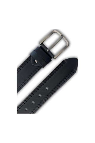 Mft Leather Hakiki Deri Kemer Çift Dikiş Desen, Crazy Deri, Siyah, 4,5 Cm 7583 Siyah