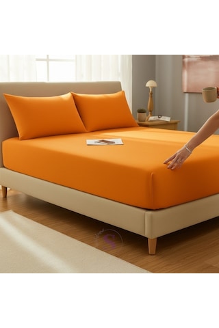 Shules Collection Turuncu Çift Kişilik Çarşaf+yastık Seti %100 Pamuk Turuncu