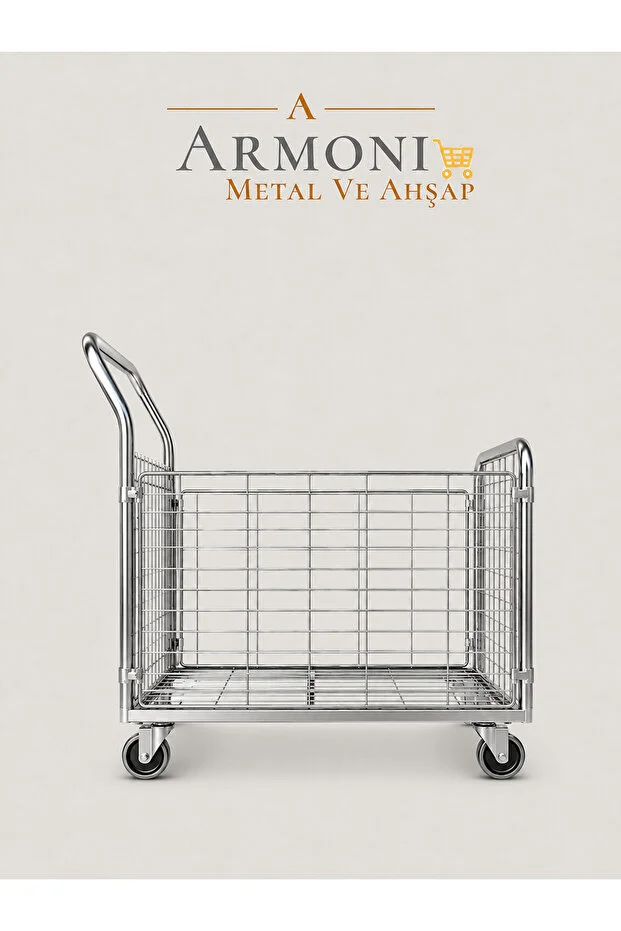 Metal Yük Taşıma Arabası Kafesli 60x85 Cm Galvaniz Yan Kısımlar Sök-tak Koli Taşıma