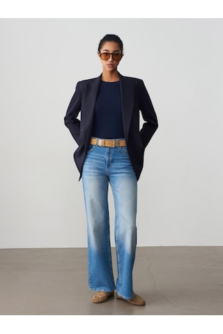 Dilvin 72301 Likralı Wide Leg Jean-mavi